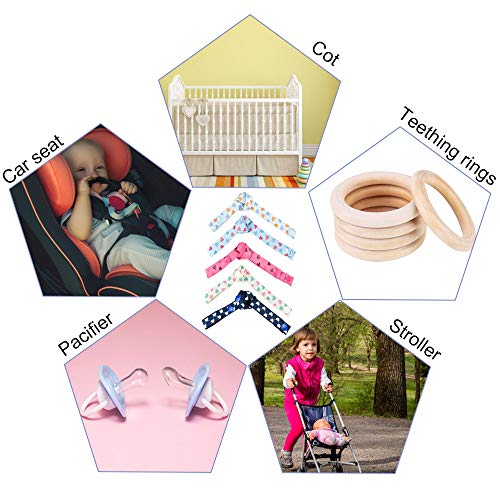 AFASOES 5 Pcs Correa Juguetes Bebe Carro Sujeta Juguetes Carrito Bebe Cadena Bebe Chupete Correas para Juguetes Bebe Cintas Juguetes Bebe 2 Pcs Banda de Magico con Gancho para Juguete Chupete Botella