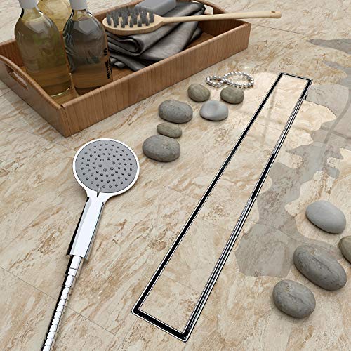 Aica Canaleta de ducha 2 in 1 de acero inoxidable 80 cm Desagüe de ducha Piso lineal de ducha Inserto de drenaje Piso de baño Invisible Ducha rectangular