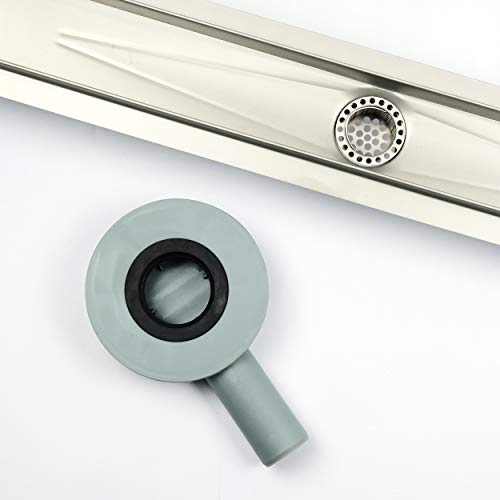 Aica Canaleta de Ducha de Acero Inoxidable Desagüe de Ducha con Dispositivo Desodorante y Filtro de Pelo Canal de Drenaje de 70 cm para Azulejo Giratorio 360 Grados