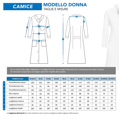 AIESI® Bata de Laboratorio Medico para Mujer blanco de algodón 100% sanforizado talla 56