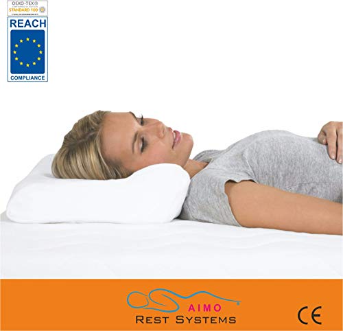 AIMO Spain Almohada MP-013 Cervical NEWTECH de Espuma Memoria, Alivia el Descanso con Problemas cervicales, diseñada para Dormir en Cualquier Postura