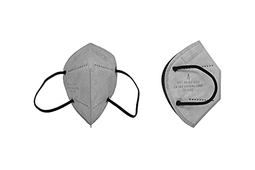 AIRNATECH Air-E013 Ffp2 Mascarillas Ffp2 Homologadas, Normativa En49-5 Capas de 95% Filtración Bacteriana, 05 Gris, Caja de 10 Unidades