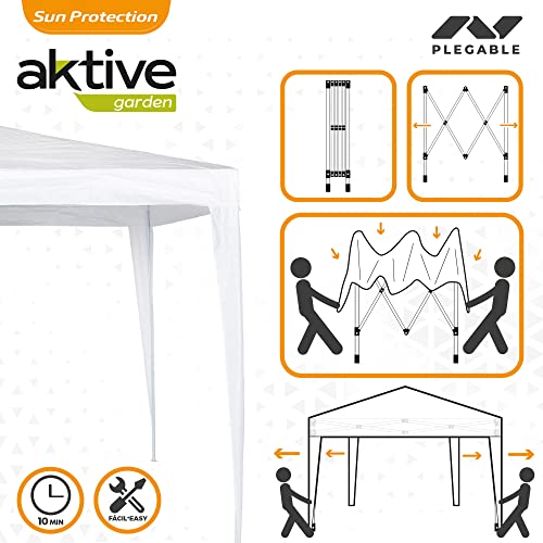 Aktive 53857 - Cenador cuadrado Aktive Garden polietileno blanco