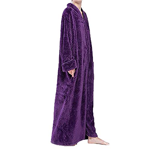 Albornoz largo con cremallera y forro polar para mujer, Morado (, XL