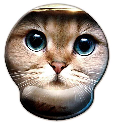 Alfombrilla de ratón con soporte de muñeca, reposamuñecas ergonómica de espuma viscoelástica para computadora y oficina (25 x 23 gatos)
