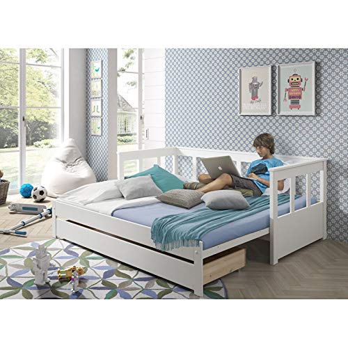 Alfred & Compagnie leïa – Cama nido, 90 x 200 cm, extensible a 180 x 200 cm, blanca