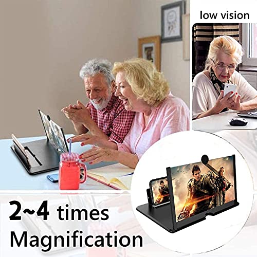 Alkinshue 12" Lupa de Pantalla de Teléfono Móvil, 3D Lupa de Pantalla, HD Lupa de Pantalla de Teléfono Plegable Adecuado para ver Videos en Todos los Teléfonos Inteligentes, Negro