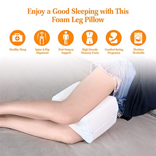 Almohada ortopédica Misiki para las rodillas, para dormir de lado, 100% espuma viscoelástica para la alineación de la columna vertebral, funda extraíble