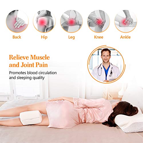 Almohada ortopédica Misiki para las rodillas, para dormir de lado, 100% espuma viscoelástica para la alineación de la columna vertebral, funda extraíble