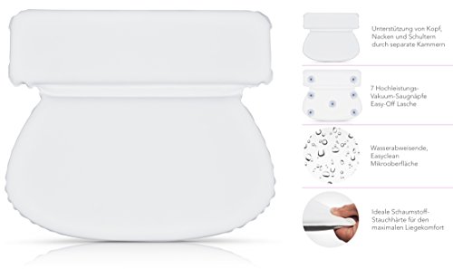 Almohada para banera Bach y Berg | Reposacabezas Bañera con 6 Ventosas | Cojín de baño | accesorios para bañera/Whirpool | cervical ergonómico | Almohada Wellness