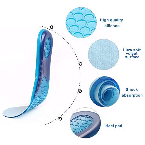Alomejor Plantillas deportivas de gel para mujer y hombre, almohadilla ortopédica de masaje de amortiguación, desodorante militar, suave, cómodo, plantillas de silicona antigolpes (S (33-37))