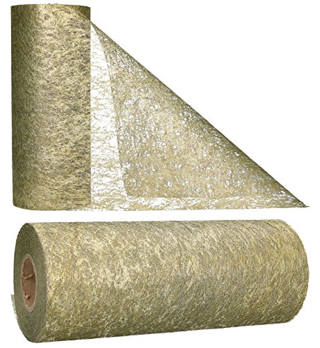 AmaCasa - Camino de mesa de tejido no tejido de color oro, ideal para flores, bodas y comuniones, 23cm/20m(Oro, 23cm)