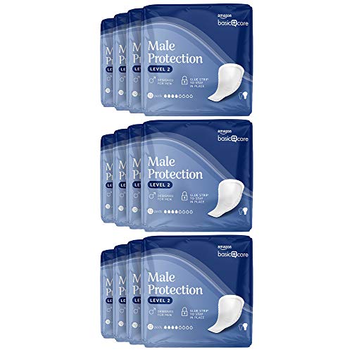 Amazon Basic Care Almohadillas de protección nivel 2, masculinas, 12 paquetes de 12 (total 144)