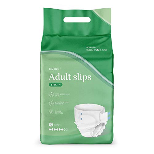Amazon Basic Care Pañales para adulto, medios, 4 paquetes de 10 (total 40)