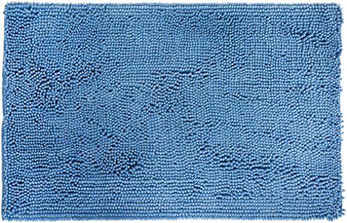 Amazon Basics - Alfombrilla de baño, antideslizante, de microfibra, 0,53 x 0,86 m, Azul lago
