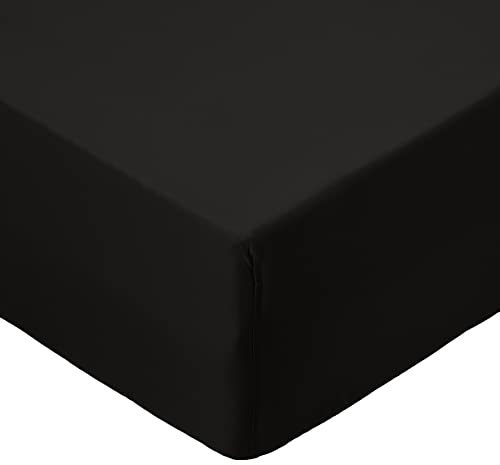 Amazon Basics FTD, Sábanas Ajustables, 150 x 200 x 30 cm, Negro
