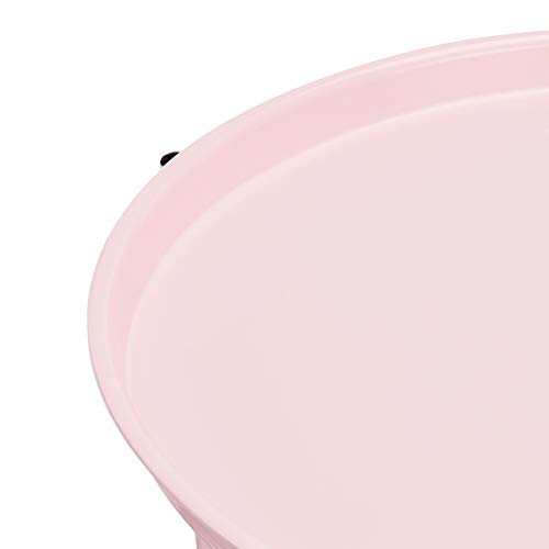 Amazon Basics - Mesa redonda con capacidad de almacenamiento en rosa apagado con tejido gris jaspeado
