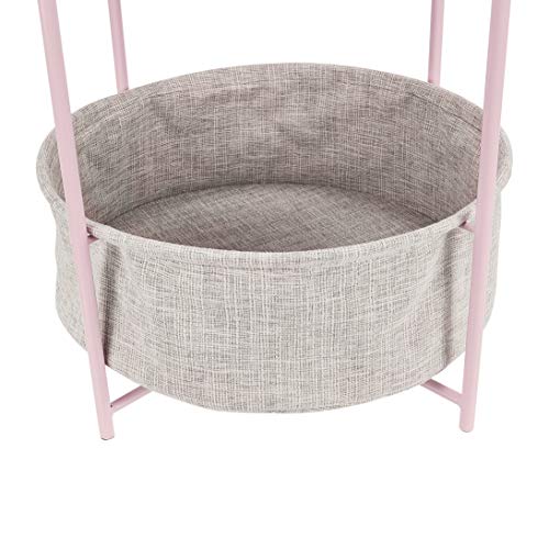 Amazon Basics - Mesa redonda con capacidad de almacenamiento en rosa apagado con tejido gris jaspeado