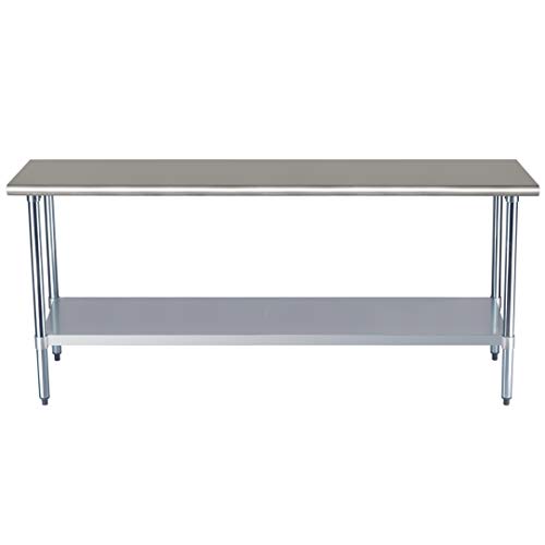 Amazon Commercial Mesa de trabajo de acero inoxidable NSF, 61 x 183 cm