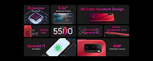 Android 11 Moviles Libres Ulefone Note 10 Teléfono, Dual SIM+SD Dedicada, Batería 5500mAh (Carga Inversa OTG), Octa-Core 32GB, 6.52'' Pantalla Waterdrop, Huella Digital + Identificación Facial Verde
