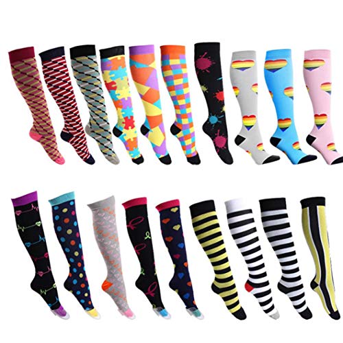 Angoter Medias De Compresión para Mujeres Y Hombres Se Divierte Los Calcetines Largos Viajes para Running Ciclismo Embarazada Edema Enfermera