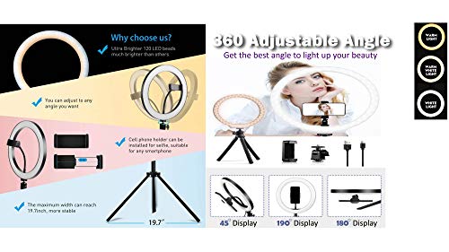 Anillo ARO DE LUZ LED 10,2”(26 cm) con TRÍPODE de Escritorio BeLight 120 Bombillas Control Manual Bluetooth Selfies 3 Colores 10 Brillos 30 Tipos ILUMINACION TIKTOK Youtube Maquillaje DIRECTOS
