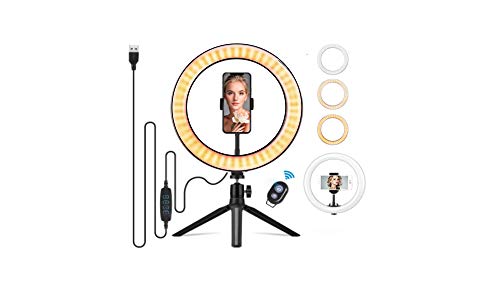 Anillo ARO DE LUZ LED 10,2”(26 cm) con TRÍPODE de Escritorio BeLight 120 Bombillas Control Manual Bluetooth Selfies 3 Colores 10 Brillos 30 Tipos ILUMINACION TIKTOK Youtube Maquillaje DIRECTOS