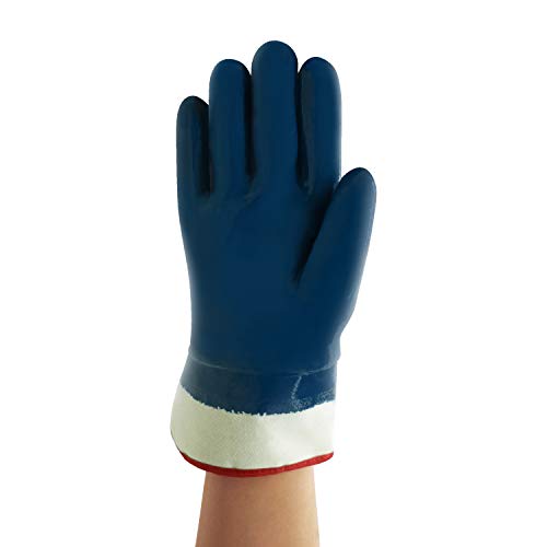 Ansell ActivArmr 27-805 Guantes de Trabajo, Extra-Resistente para Trabajos Pesadas, Protección Cortes, Resistencia Aceite, Revestimiento Nitrilo sin Silicona, Hombre Mujer, Azul, Talla 10