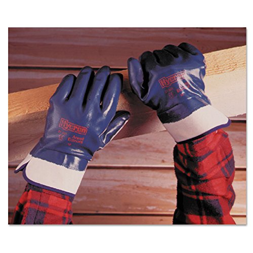 Ansell ActivArmr 27-805 Guantes de Trabajo, Extra-Resistente para Trabajos Pesadas, Protección Cortes, Resistencia Aceite, Revestimiento Nitrilo sin Silicona, Hombre Mujer, Azul, Talla 10