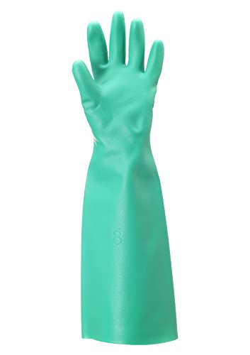 Ansell AlphaTec 37-185 Guantes Nitrilo Resistentes Productos Químicos, Protección Industrial Química y Alimentario, Guante de Trabajo Sin Latex, Reutilizable, Hombre Mujer, Verde, Talla XL (1 Par)