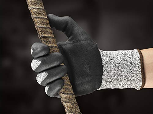 Ansell EDGE 48-706 - Guantes de trabajo para hombres y mujeres de alta resistencia a cortes para trabajos industriales, de mejoras para el hogar y de bricolaje, color gris/negro, talla 9 (12 pares)
