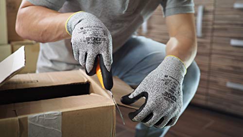 Ansell EDGE 48-706 - Guantes de trabajo para hombres y mujeres de alta resistencia a cortes para trabajos industriales, de mejoras para el hogar y de bricolaje, color gris/negro, talla 9 (12 pares)