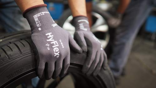 Ansell HyFlex 11-840 - Guantes de trabajo profesionales, resistentes a la mecánica, protección multiusos, montaje, mecánicos, industriales, hombres y mujeres, reutilizables, negro, talla S (1 par)