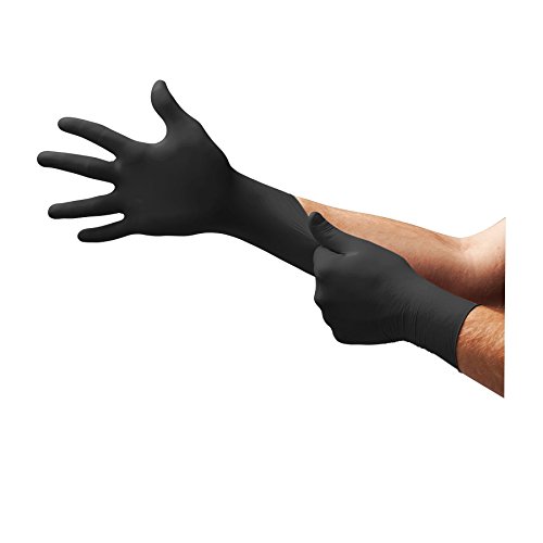 Ansell Microflex 93-852 Guantes Desechables Para Usos Mecánicos, Médicos y de Cuidado Personal, Grado Examen, Negro, Tamaño XS (5.5-6) (100 Piezas)
