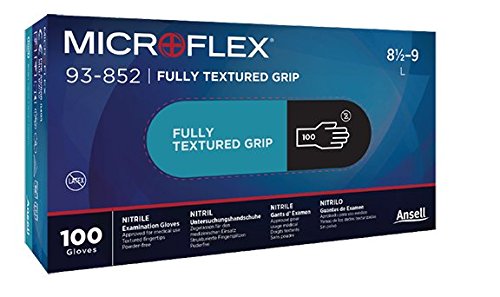 Ansell Microflex 93-852 Guantes Desechables Para Usos Mecánicos, Médicos y de Cuidado Personal, Grado Examen, Negro, Tamaño XS (5.5-6) (100 Piezas)