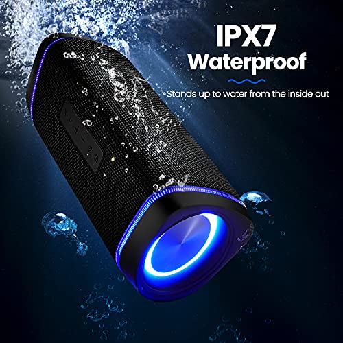 ANTHTER Altavoz Bluetooth Portátil, 40W Altavoz inalámbrico, Extra Bass y LED Ambiental, Altavoz para Fiestas, Impermeable y Resistente al Polvo IP67, 30 h de batería