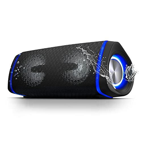 ANTHTER Altavoz Bluetooth Portátil, 40W Altavoz inalámbrico, Extra Bass y LED Ambiental, Altavoz para Fiestas, Impermeable y Resistente al Polvo IP67, 30 h de batería