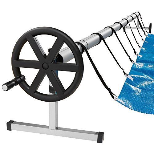 Arebos Sistema móvil de enrollado de para lonas solares y de piscina | longitud de 3m - 5,70m | material resistente a la intemperie | incluye fijación y rollos