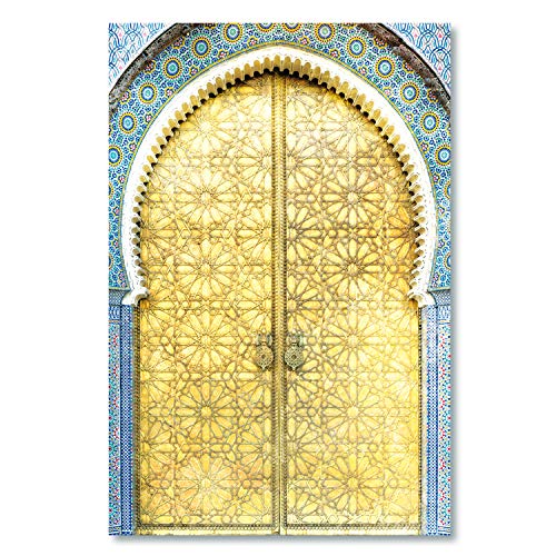 Arjazia Cuadro Arabe Puerta – Decoración de pared Oriental – 60 x 40 cm y 90 x 60 cm – Impresión sobre lienzo de alta resolución – Lienzo tensado sobre un marco de madera (60 x 40 cm)