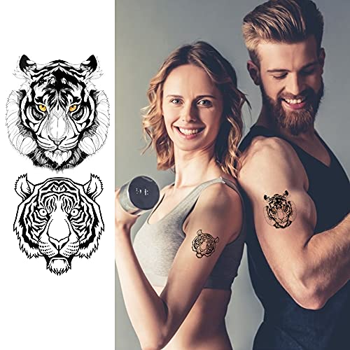 AROMUJOY Tatuajes temporales 60 Hojas Tatuajes Temporales para CuerpoBrazo Cara Cuello Hombro Pecho Falso Tatuaje de Larga Duración Adultos Hombres Mujere