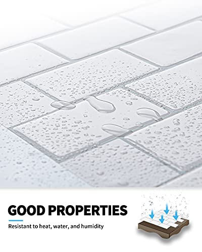 Art3d 10 Piezas Pegatinas de Baldosas, Pegatinas de Azulejos para Cocina y Baño, Azulejos Adhesivos Engrosadas para Decorar (Blanco)