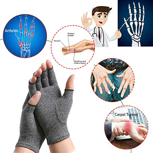 Arthritis Gloves, Guantes Anti Artritis, para aliviar la osteoartritis reumatoide y el dolor del túnel carpiano, Guantes de Compresión para Mecanografía Informática y Trabajo Diario. (Grande)