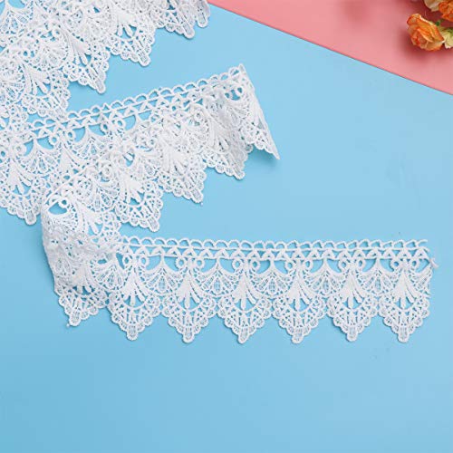 Artibetter Encaje Blanco Encaje Ribete Bordado Vintage Adornos Tela Aplique Costura Artesanal para Bricolaje Vestido de Novia Mesa Corredor Cortina Tela Decoración 182 cm (Blanco)