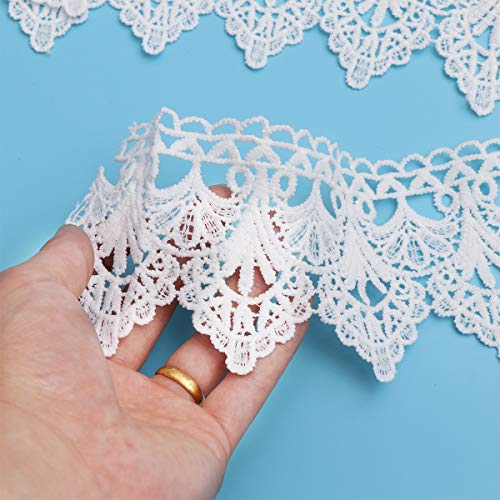 Artibetter Encaje Blanco Encaje Ribete Bordado Vintage Adornos Tela Aplique Costura Artesanal para Bricolaje Vestido de Novia Mesa Corredor Cortina Tela Decoración 182 cm (Blanco)