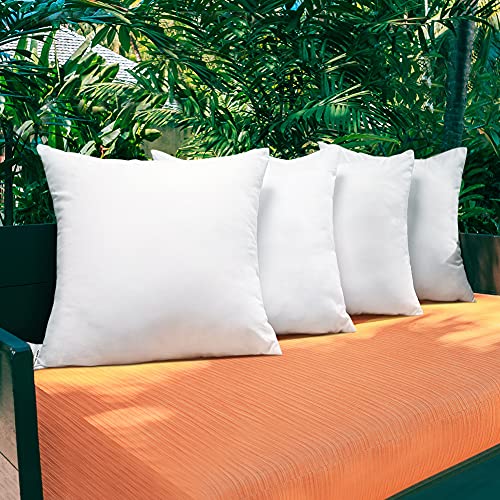 Artscope Pack 4 Exterior Relleno de Cojín 45 x 45 cm - Impermeable - Muy Mullido - Indeformable - Fibra Virgen Siliconada - Almohadas de Sofá Patio Jardín Granja (Blanco)