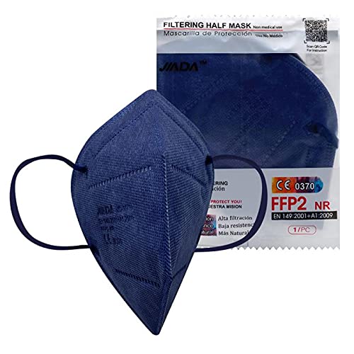 ASTORMEDIC Mascarillas FFP2 Jiada- Homologadas CE- para Adultos [20 unidades] Mascarilla de Protección con 5 capas. Alta eficiencia filtración bacteriana. Colores. Envase Individual (Azul Marino)