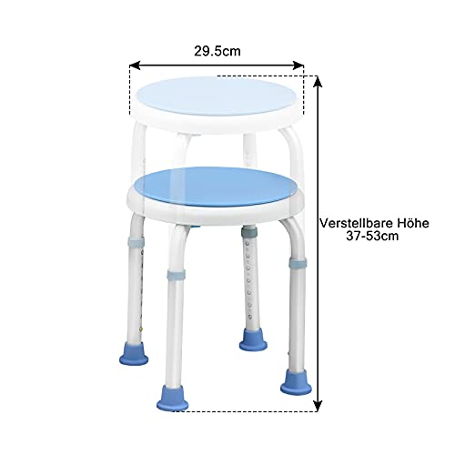 AUFUN Taburete Ducha Silla de ducha 36-51 cm Altura Regulable Taburete baño con Tapones de Goma Antideslizantes de aluminio y plástico para mayores, mujeres embarazadas (Tipo B)
