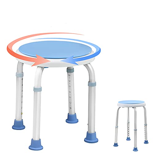 AUFUN Taburete Ducha Silla de ducha 36-51 cm Altura Regulable Taburete baño con Tapones de Goma Antideslizantes de aluminio y plástico para mayores, mujeres embarazadas (Tipo B)