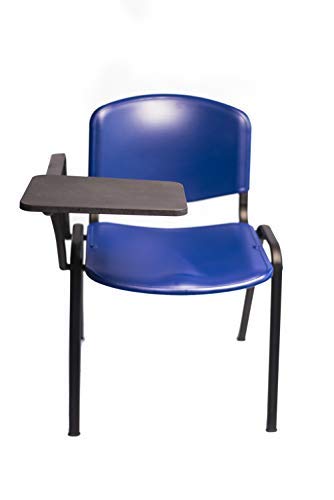 AULAMOBEL Lote De 4 Sillas Apilables con Pala Abatible para Apuntes - Modelo 43P - Sillas con Brazo Extensible y Flexible para Aulas, Academias y Oficinas (Negro)