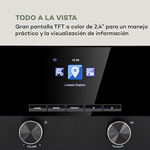 auna Connect 100 SE - Radio WiFi con Internet, Reproductor Multimedia, Bluetooth, Control por App, Pantalla TFT en Color 2,4", USB, Entrada AUX, FM, Salida de línea, Marrón